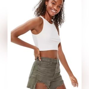 Army green American Eagle “highest rise mom short”